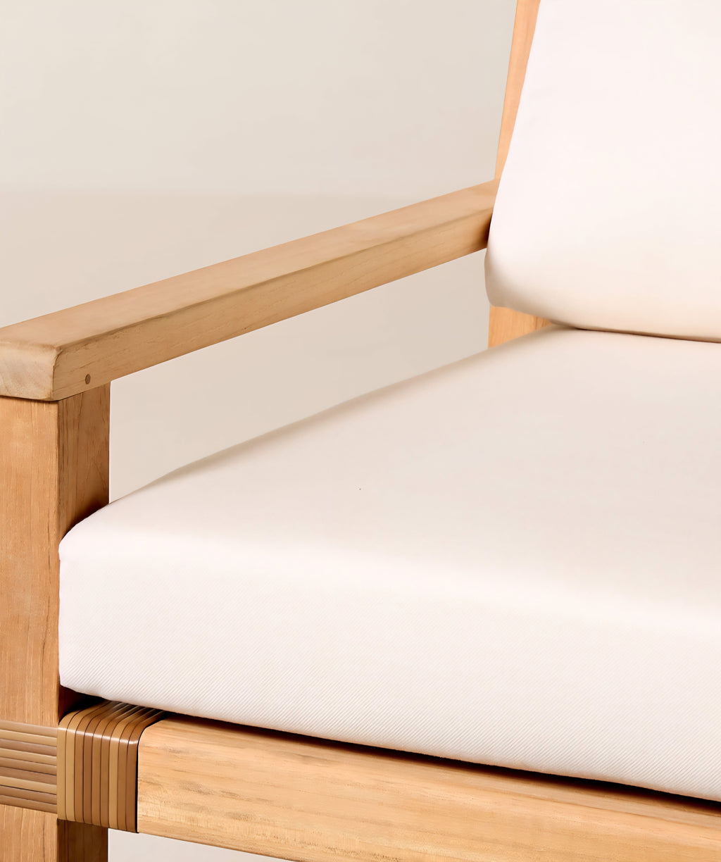 THE ONE × Oakley — Teak Outdoor Sofa with Ivory Sunbrella® Cushions (100")