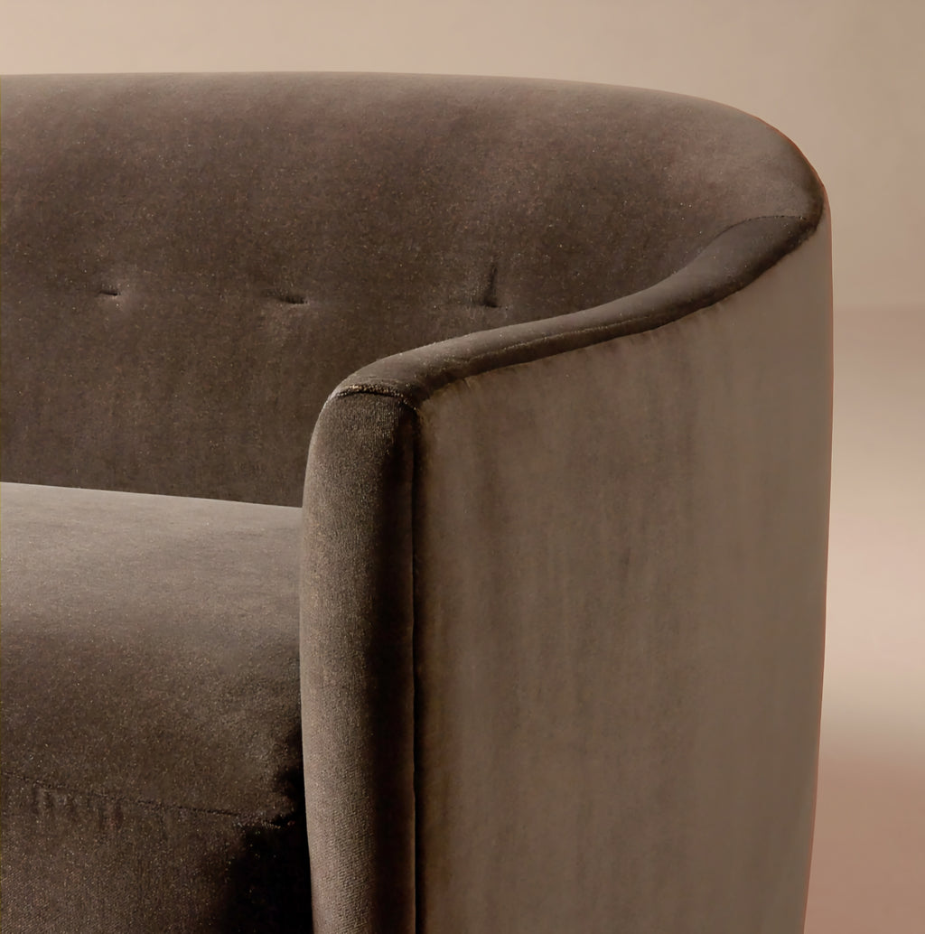 THE ONE × Lincoln — Curved Brown Performance Velvet Sofa