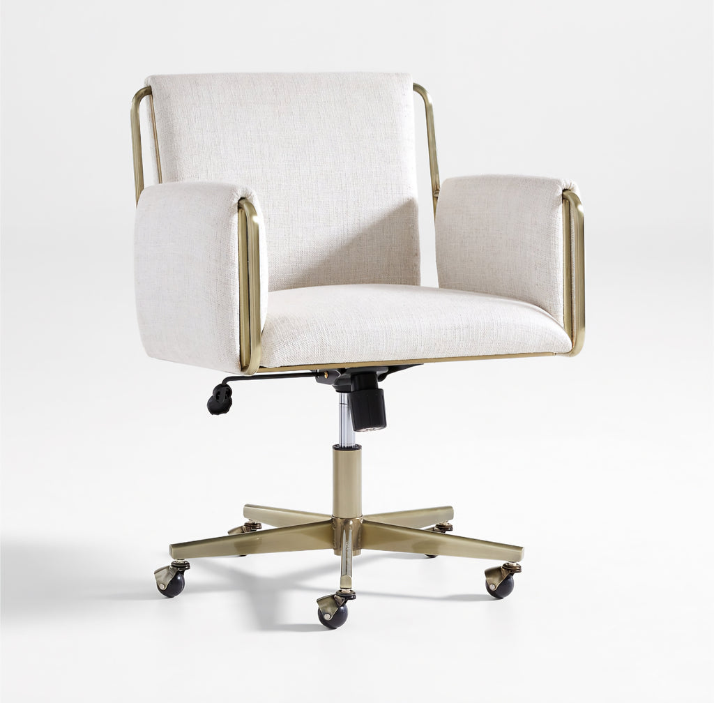 THE ONE × Caterina — Natural Upholstered Office Chair with Brass Base