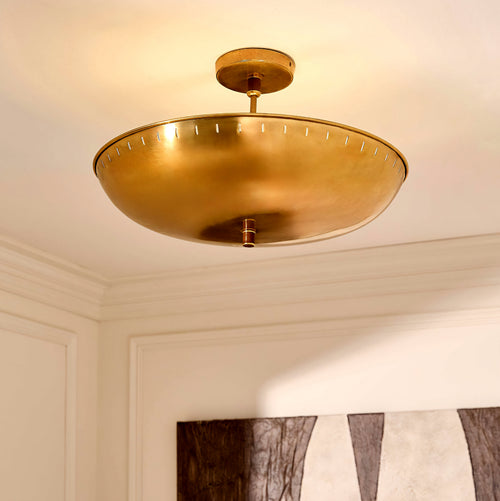 THE ONE × Atelier — Aged Brass Semi-Flush Mount Light