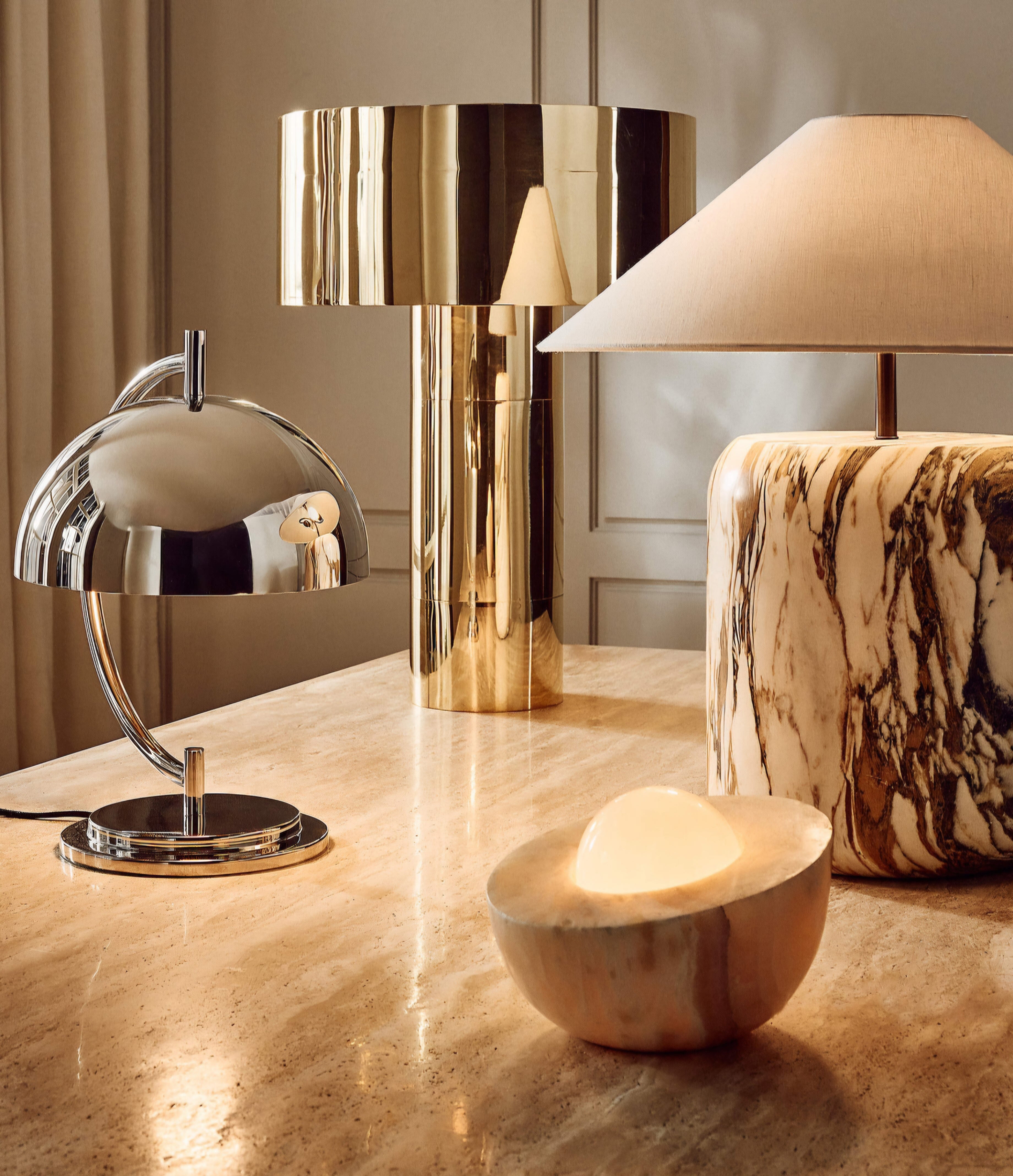 THE ONE × Melani — Polished Nickel Dome Table Lamp