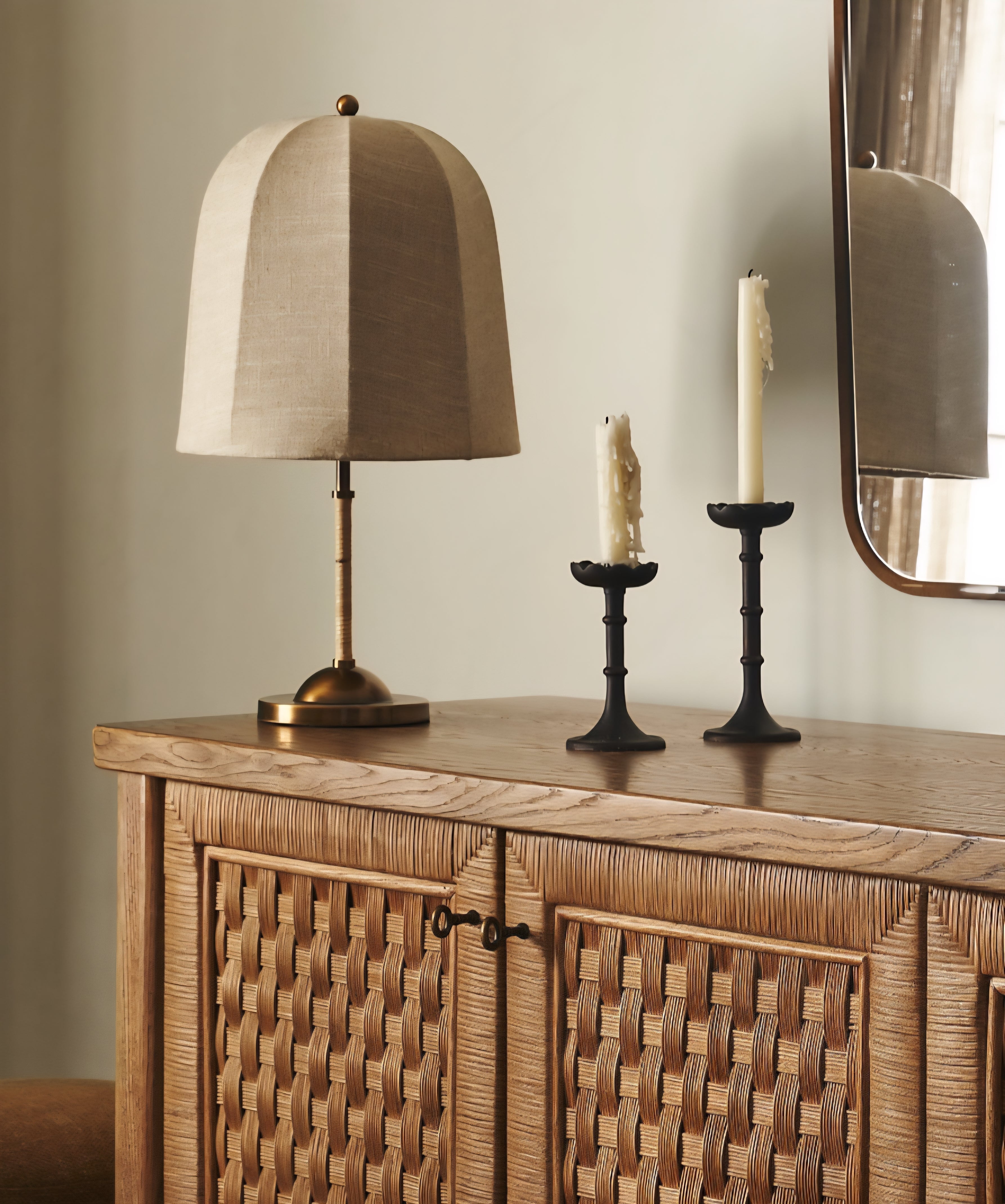 THE ONE × Allegra — Rattan and Linen Table Lamp
