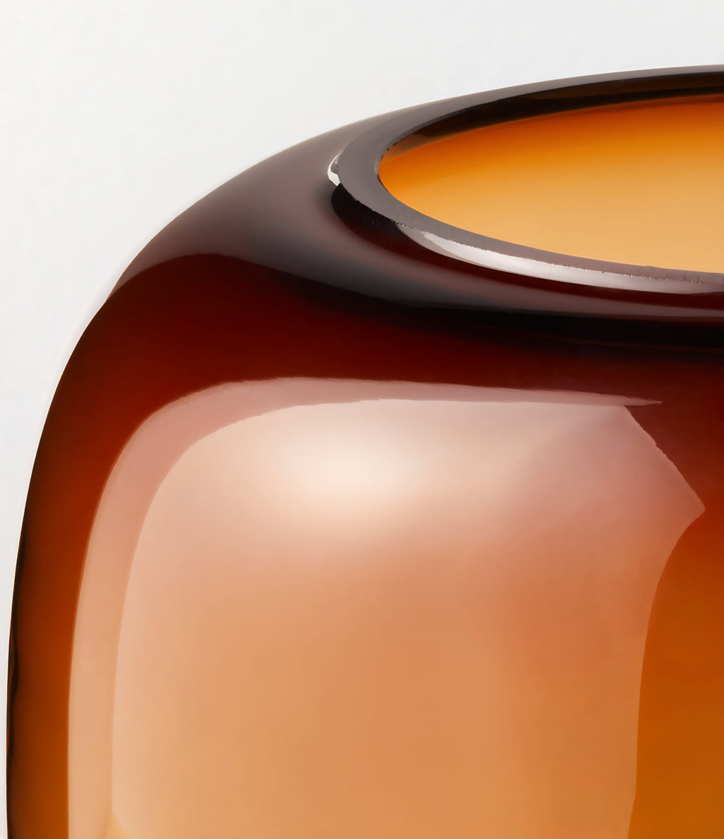 THE ONE × Coco — Round Smoked Amber Glass Hurricane Candle Holder