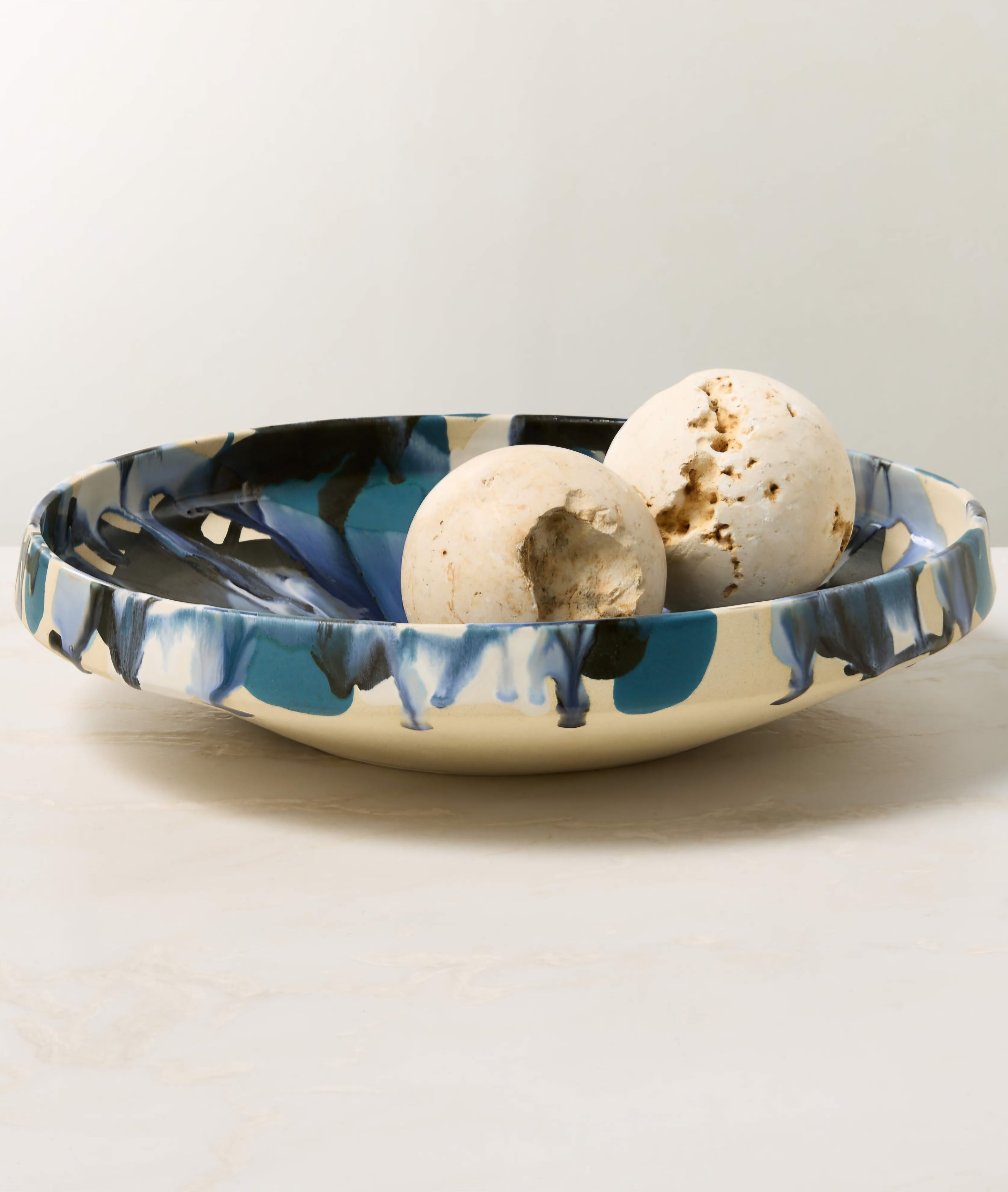 THE ONE × Notus — Blue and White Ceramic Decorative Small Bowl with Reactive Glaze