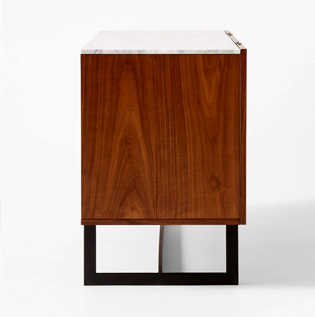 THE ONE × Suspend — Walnut Wood Media Console with White Marble Top