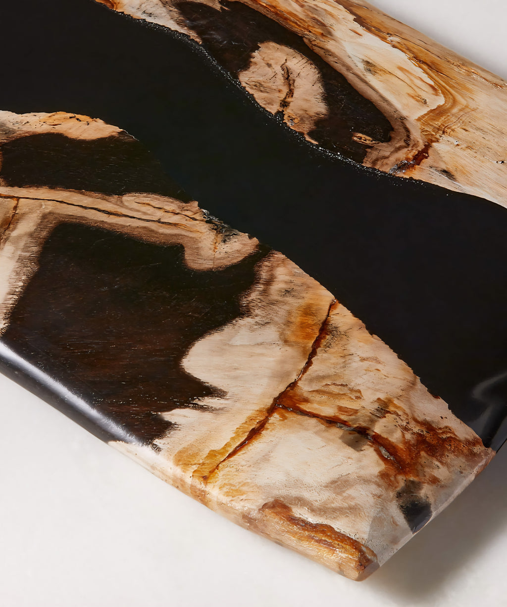 THE ONE × Ring — Rectangular Petrified Wood and Resin Serving Platter