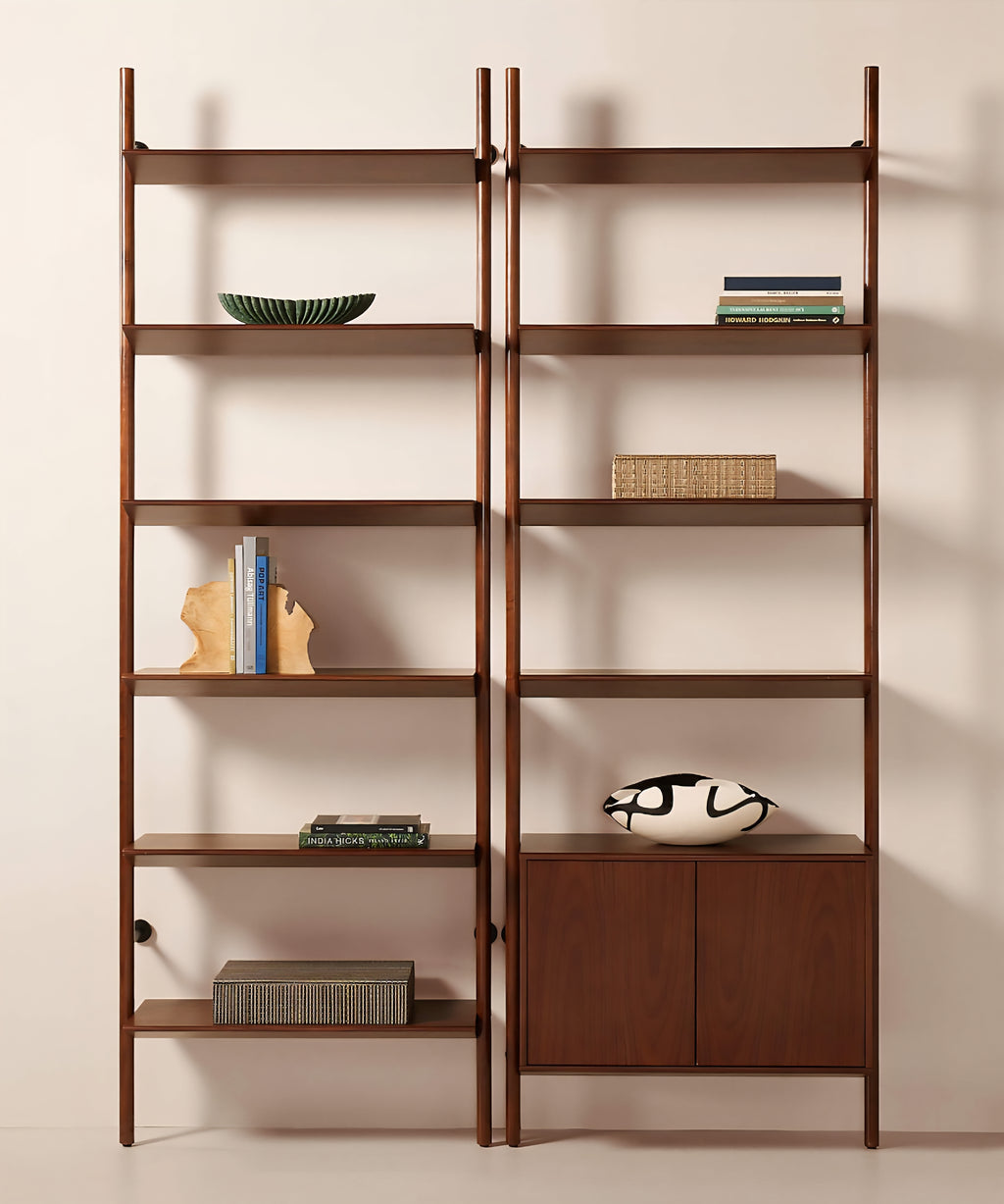 THE ONE × Nabla — Black Walnut Wall‑Mount Bookcase with Cabinet