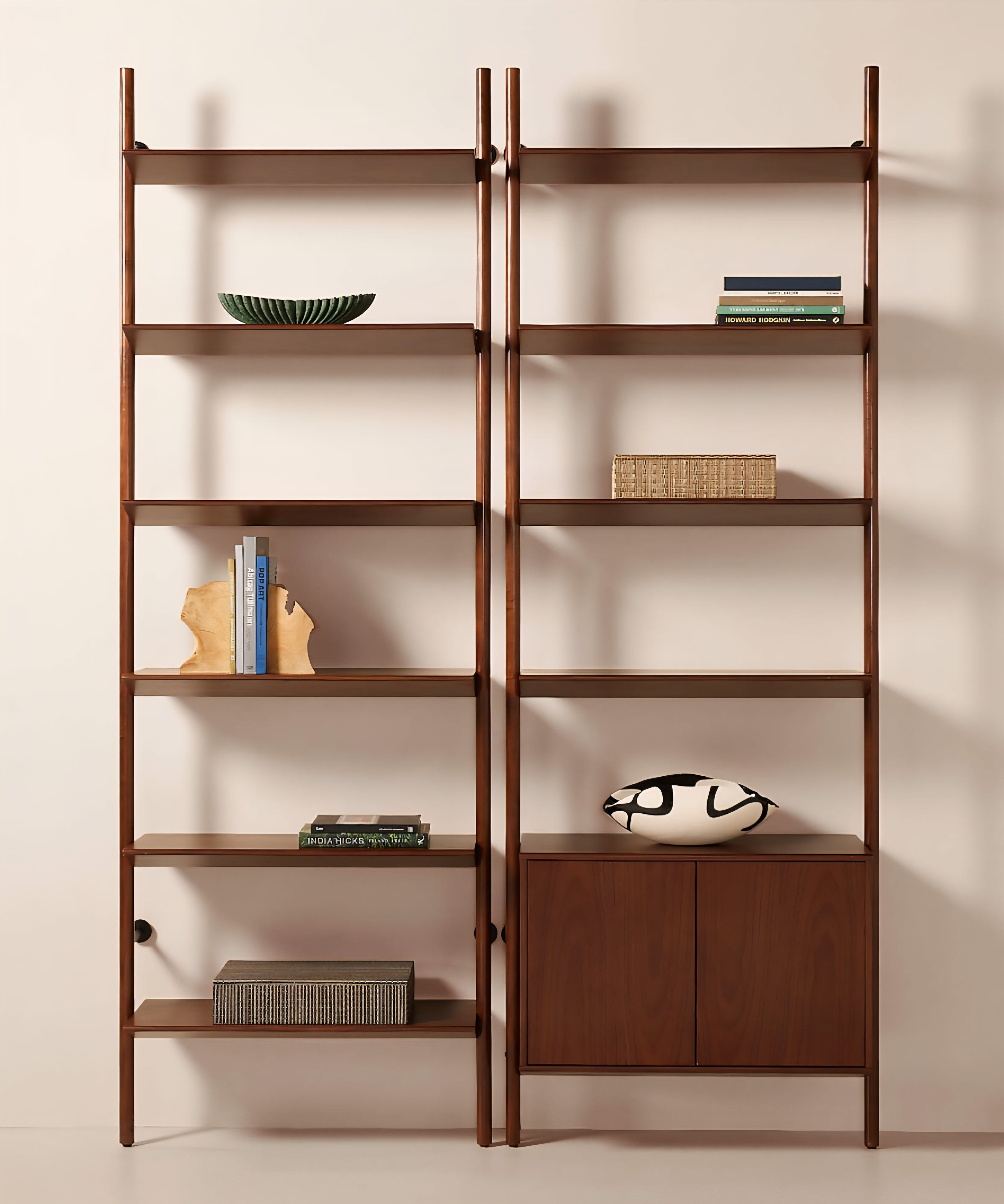 THE ONE × Nabla — Black Walnut Wall‑Mount Bookcase with Cabinet