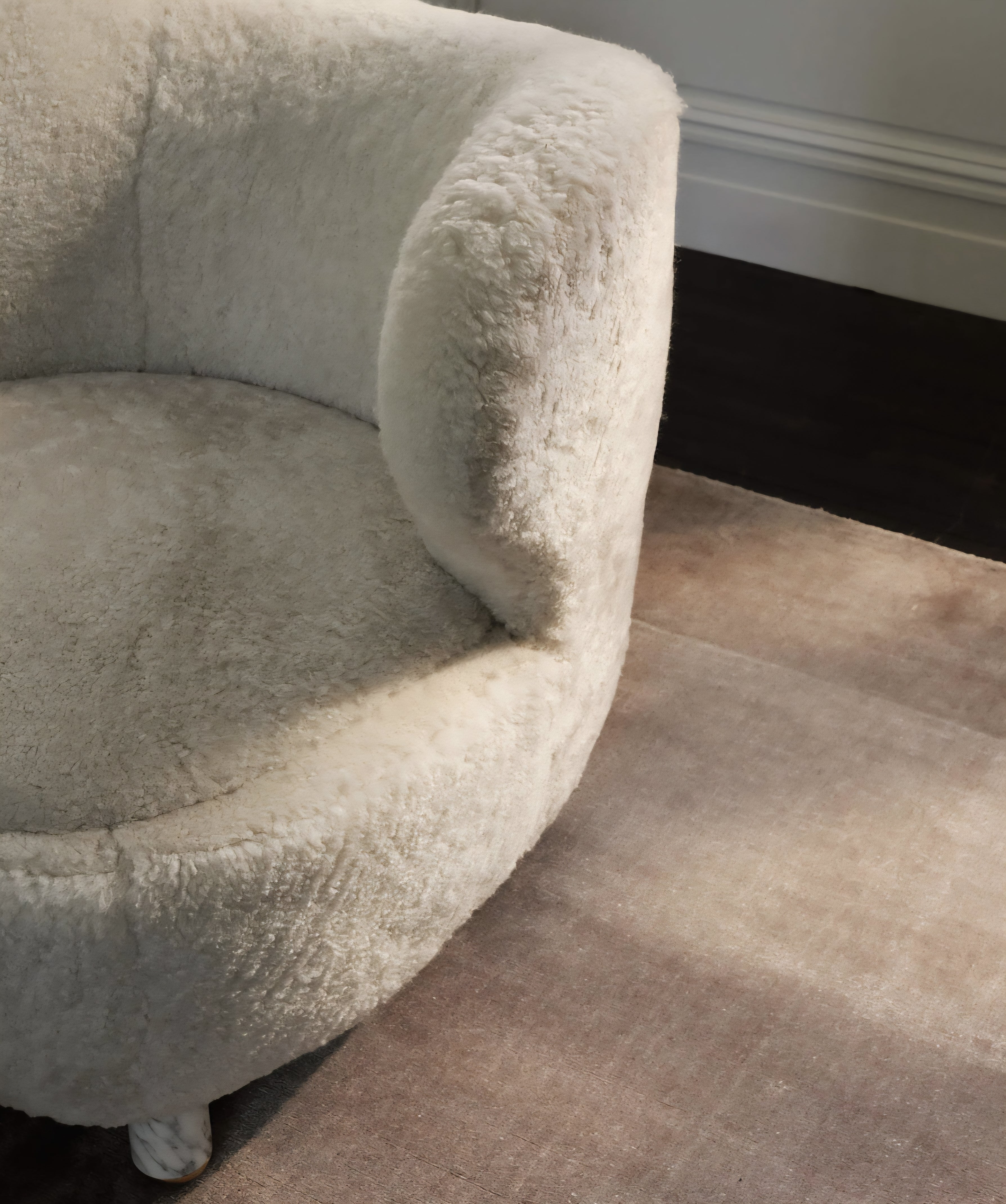 THE ONE × Nadine — Shearling Accent Chair with Marble Legs