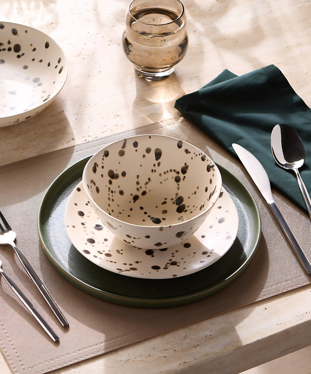 THE ONE × Harper — Black and White Splatter Soup & Pasta Bowls