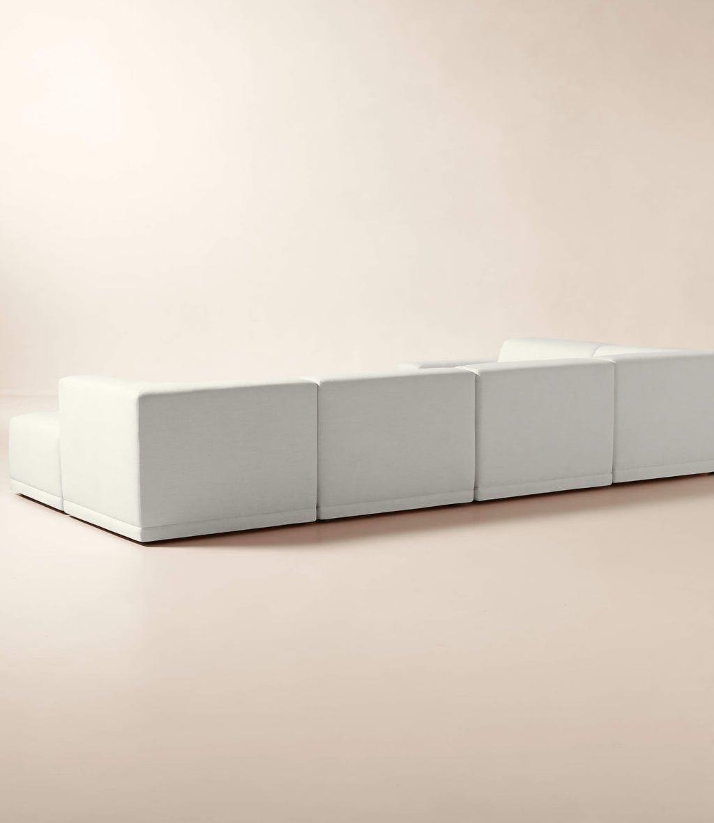 THE ONE × Faible — 6-Piece U-Shaped White Performance Linen Standard Depth Sectional Sofa with Right Arm