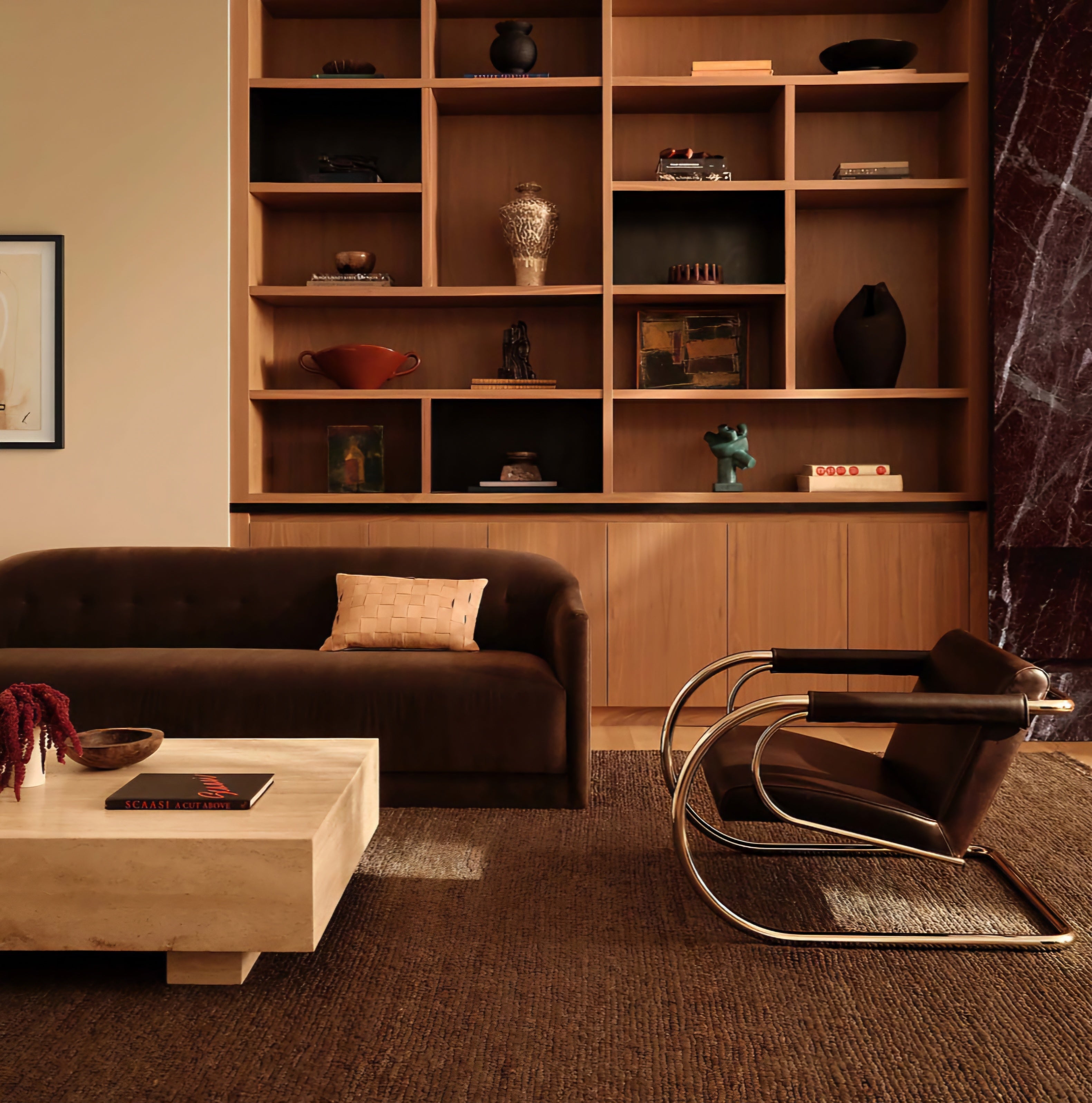 THE ONE × Lincoln — Curved Brown Performance Velvet Sofa