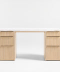 THE ONE × Batten — Natural Oak Console Desk with White Marble Top