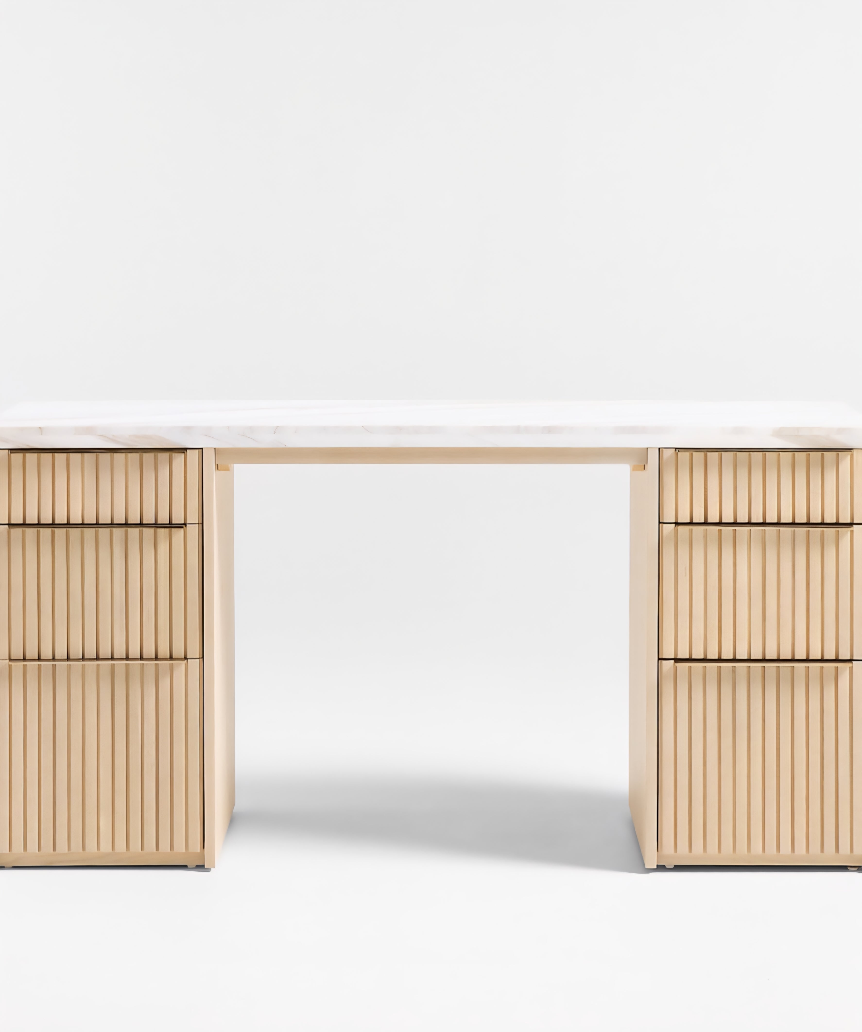 THE ONE × Batten — Natural Oak Console Desk with White Marble Top