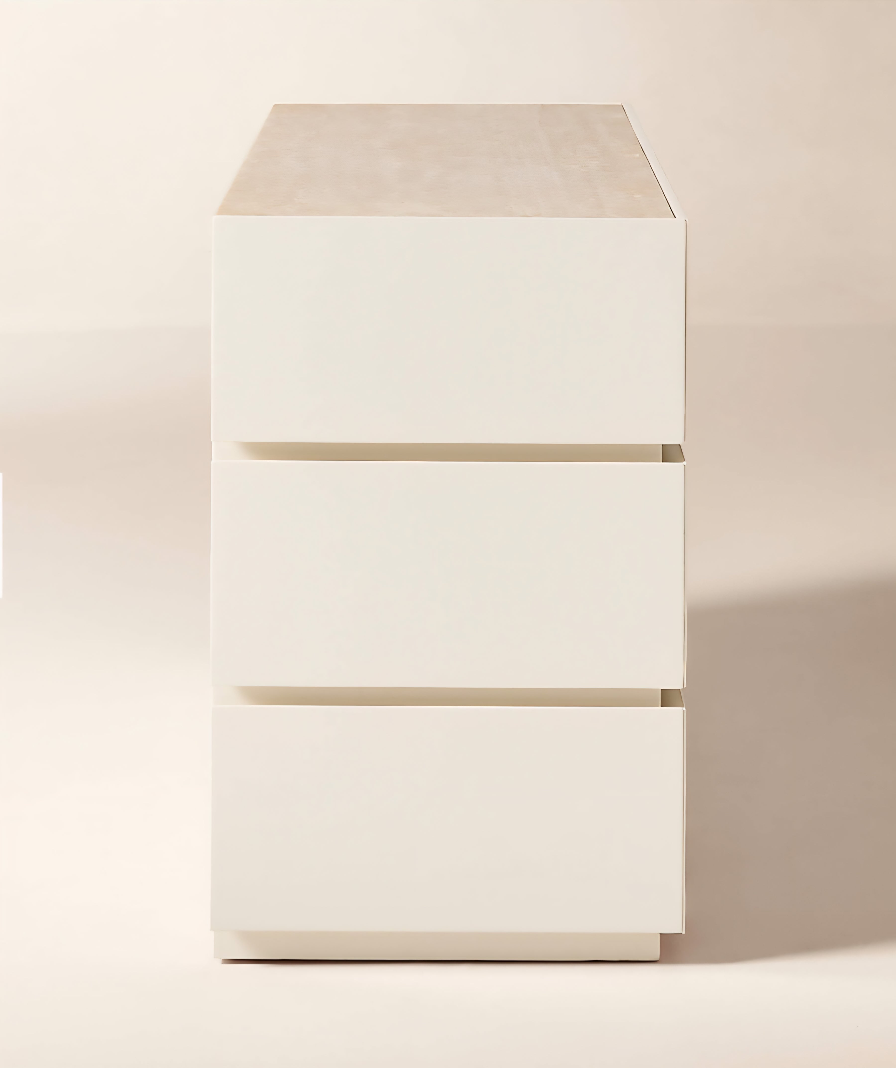 THE ONE × Dover — 9-Drawer Warm White Lacquered Dresser with Travertine Top