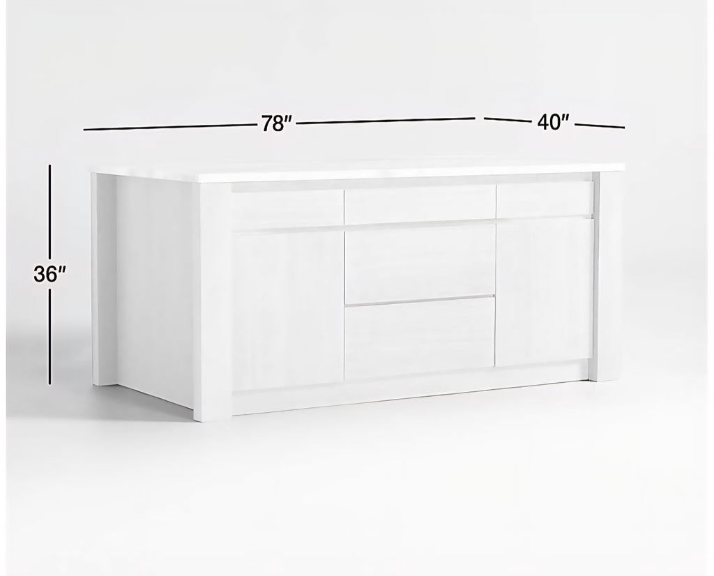 THE ONE × Terra — Marble Top Kitchen Island with Storage (78")