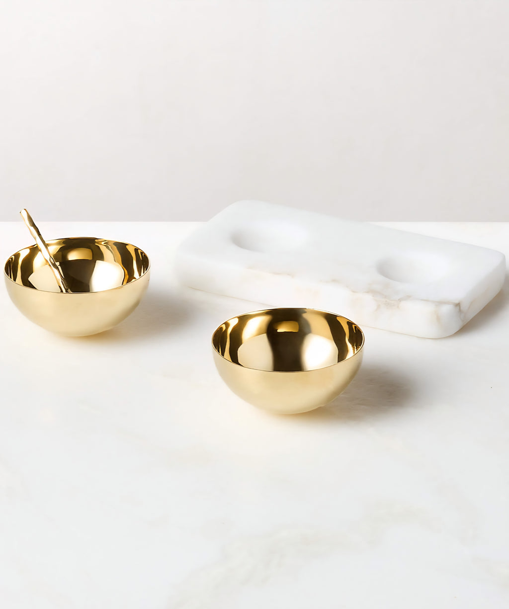 THE ONE × Unlacquered — Mini Pinch Bowl Set with White Alabaster Base