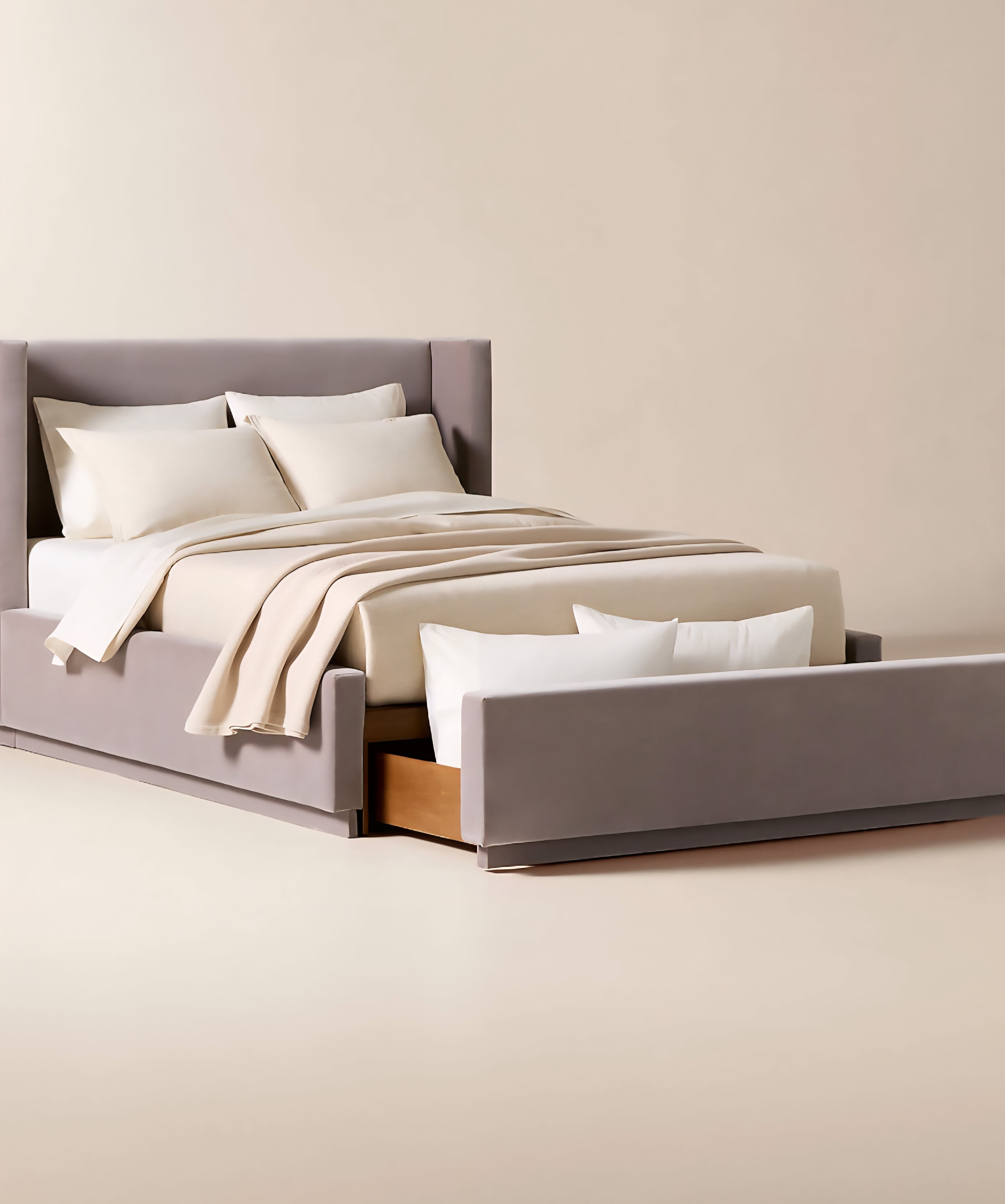 THE ONE × Russell — Velvet Upholstered Queen Storage Bed