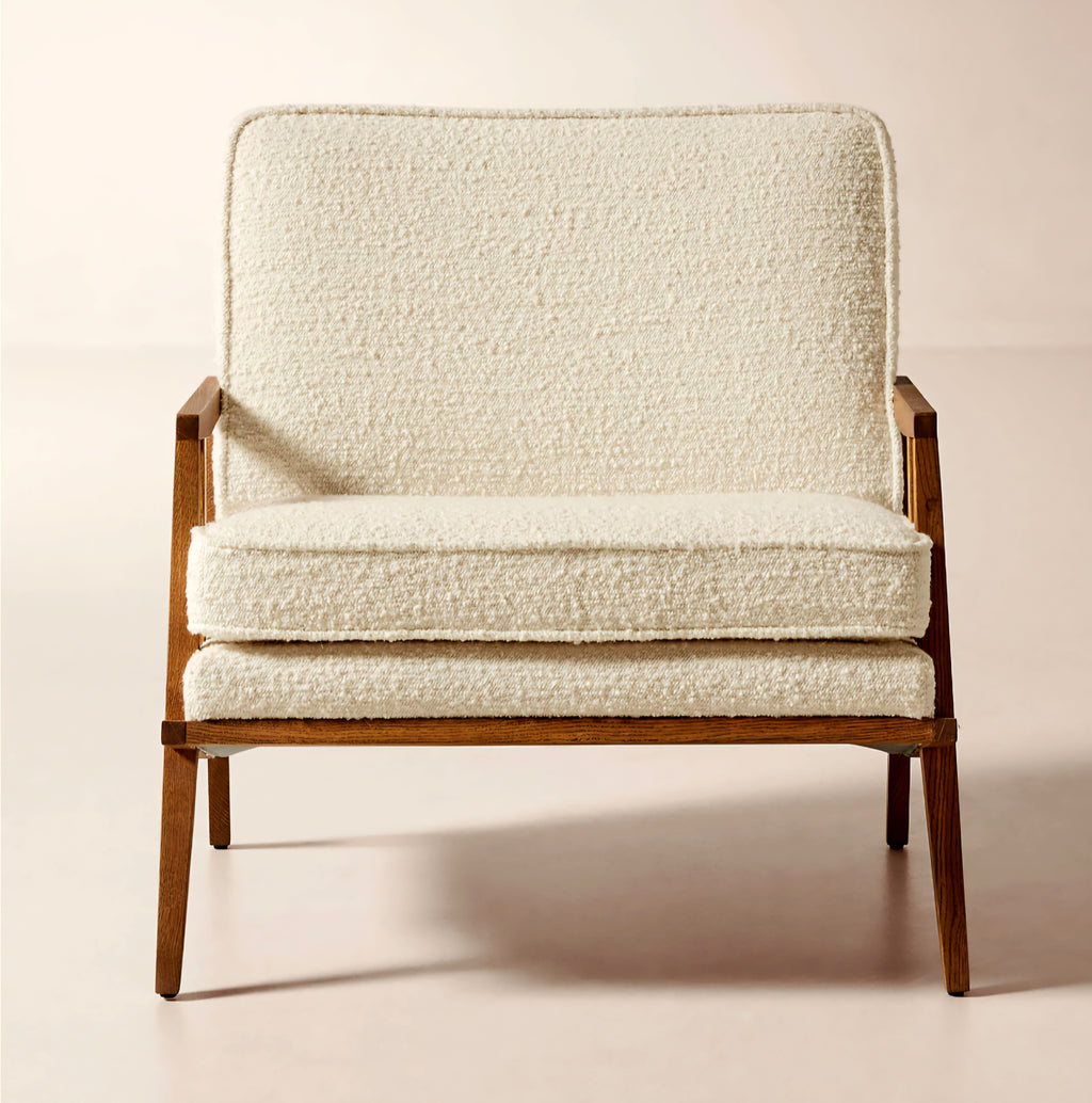 THE ONE × Director — White Boucle Accent Chair