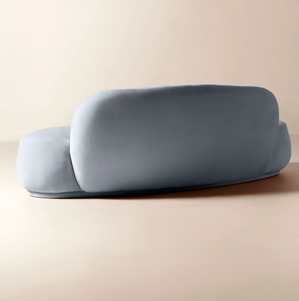 THE ONE × Claudelle — Light Blue Velvet Curved Sofa