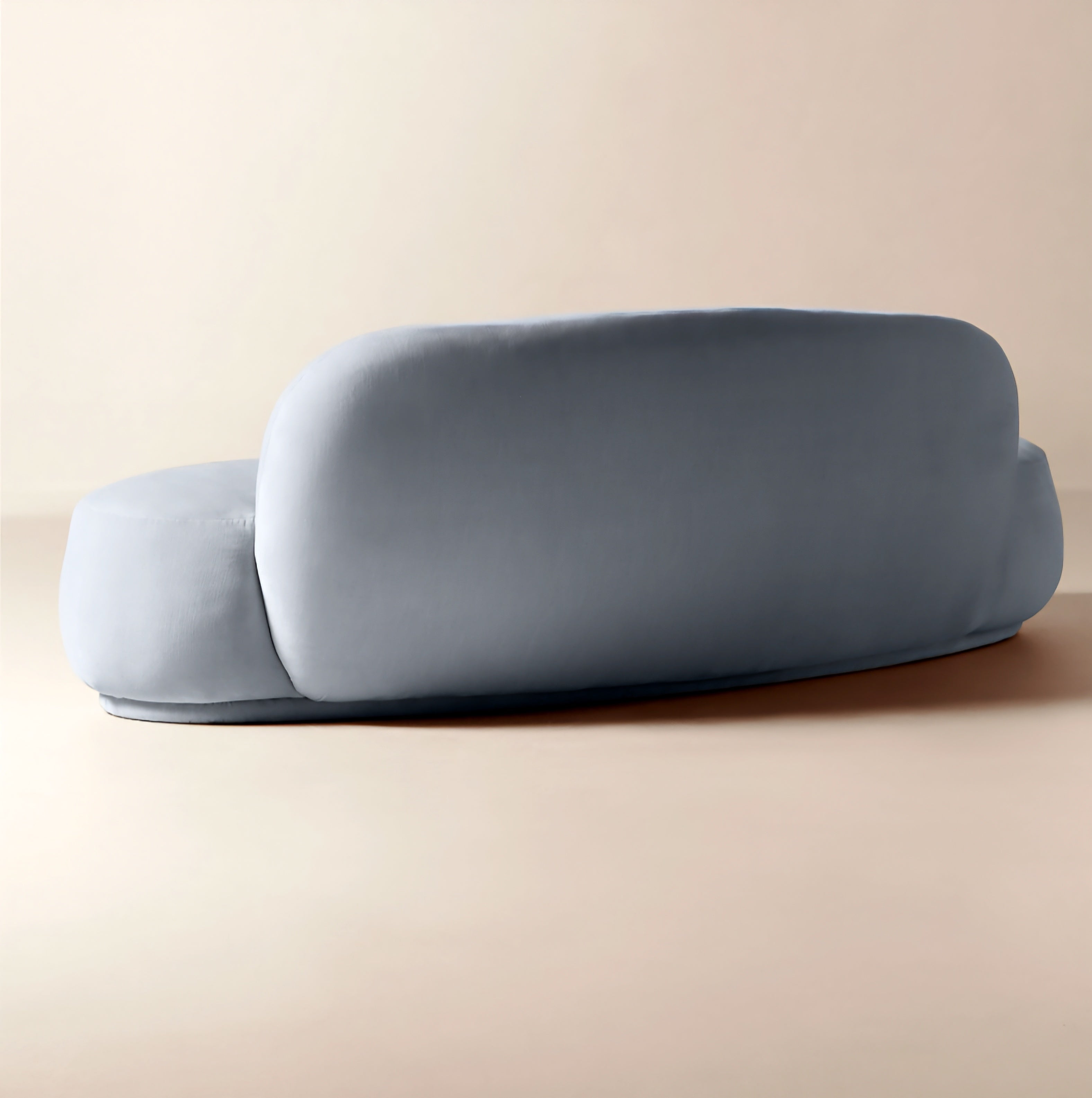 THE ONE × Claudelle — Light Blue Velvet Curved Sofa
