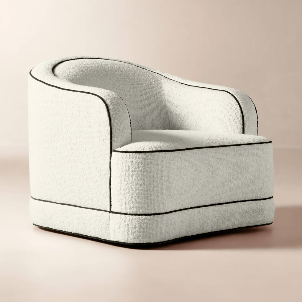 THE ONE × Mylene — Ivory Boucle Swivel Chair