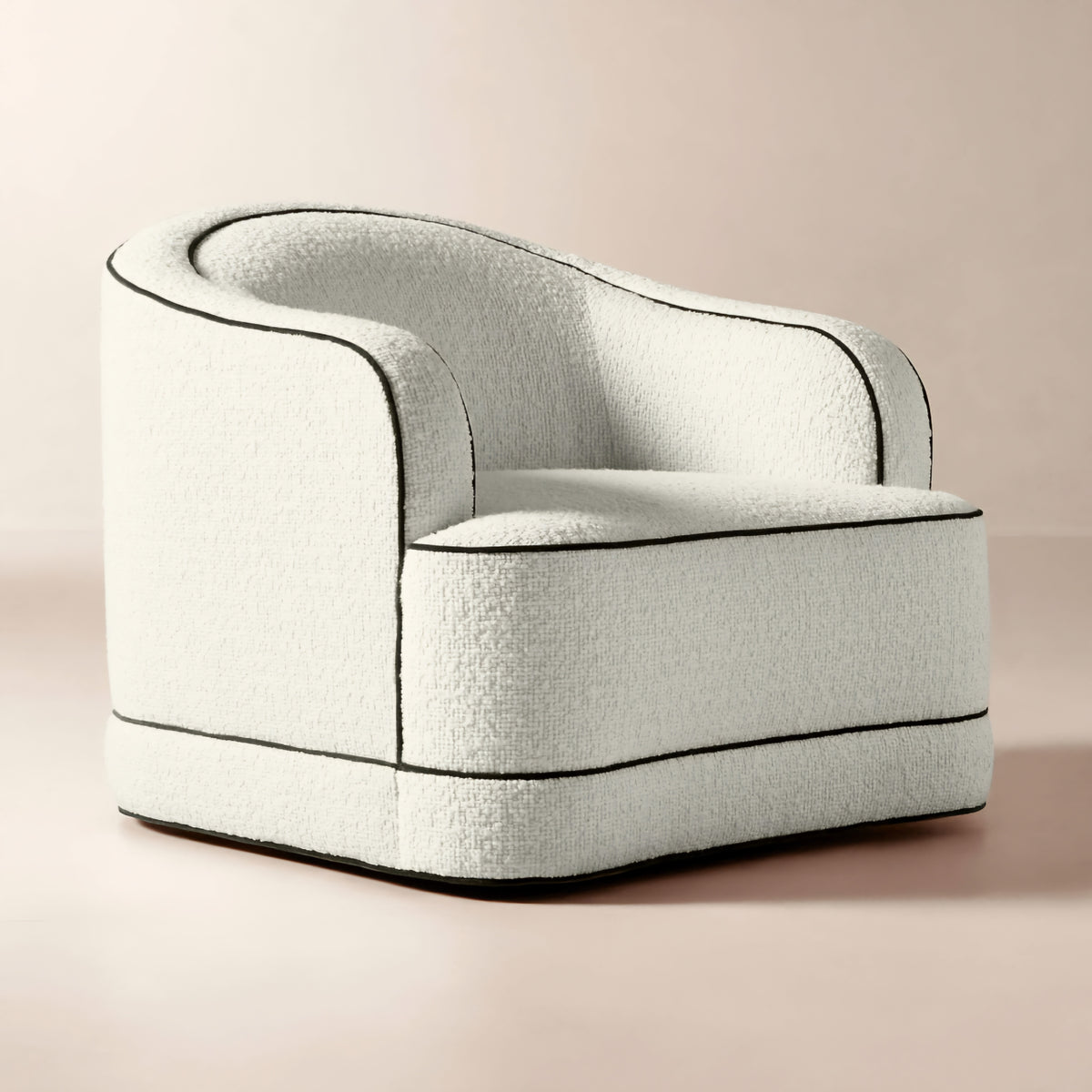 THE ONE × Mylene — Ivory Boucle Swivel Chair