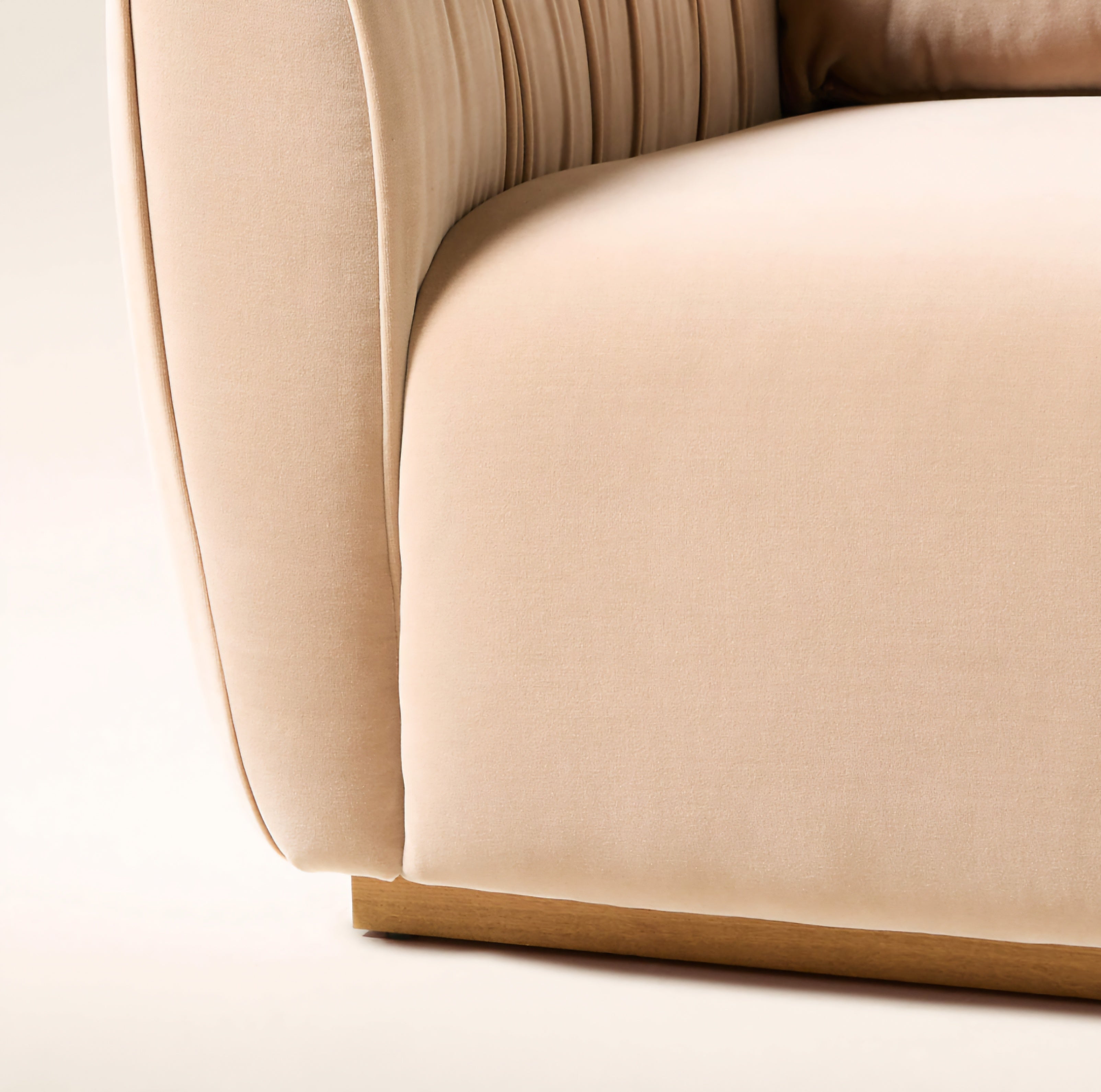 THE ONE × Emile — Camel Velvet Ruched  Sofa