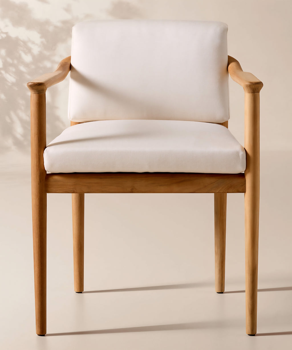 THE ONE × Tide — Teak Outdoor Dining Armchair with Ivory Sunbrella® Cushion