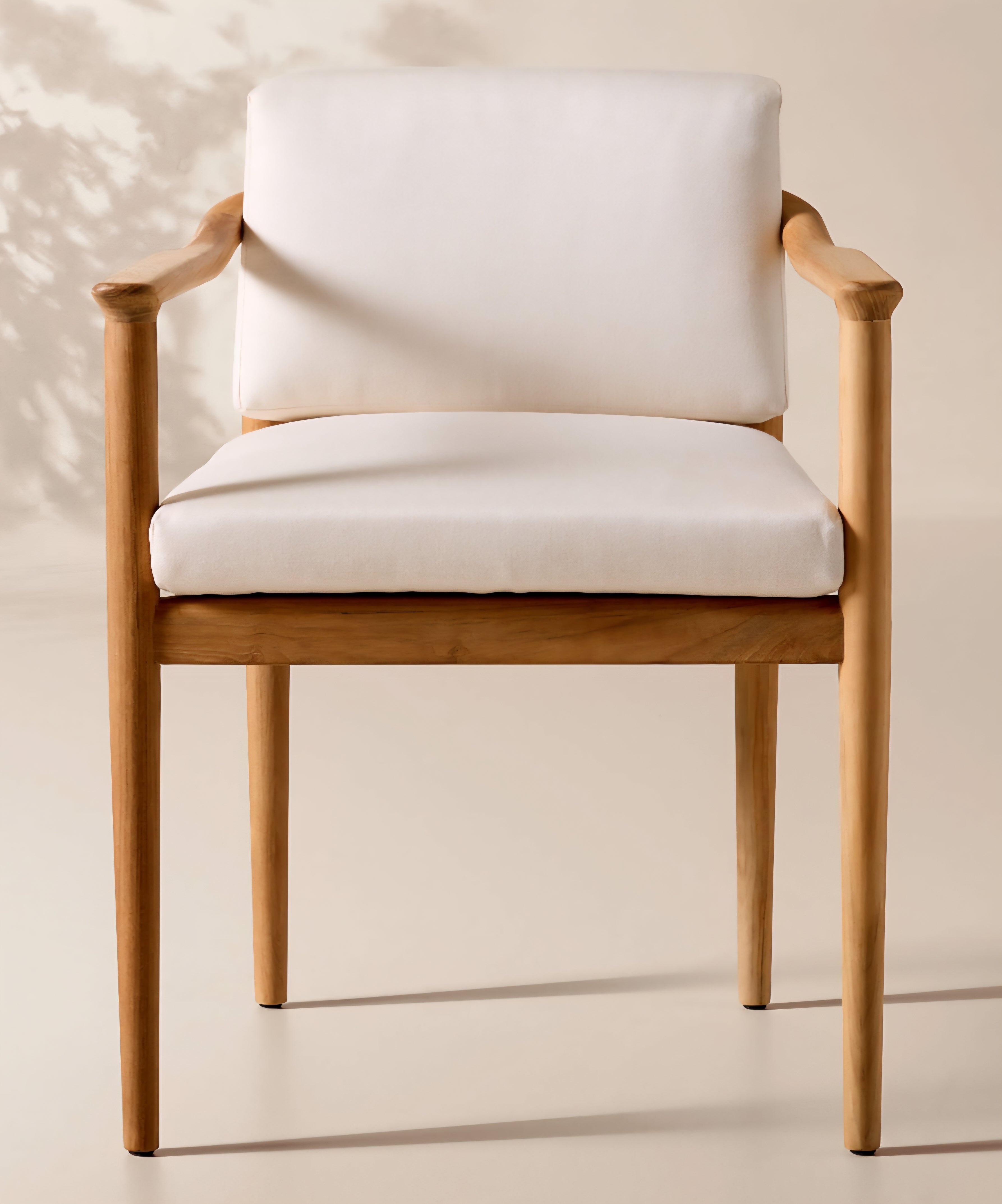 THE ONE × Tide — Teak Outdoor Dining Armchair with Ivory Sunbrella® Cushion