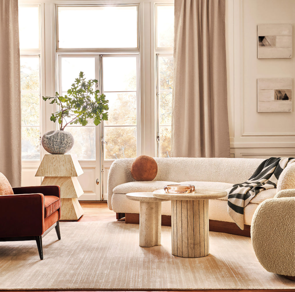 THE ONE × Kikko — White Travertine & Brass Inlay Game Side Table
