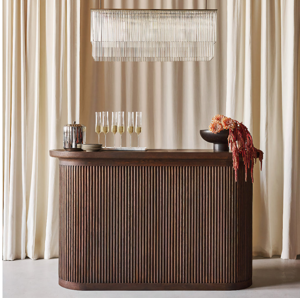 THE ONE × Solero — Fluted Dark Oak Wood Standing Bar