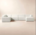 THE ONE × Faible — 6-Piece U-Shaped White Performance Linen Standard Depth Sectional Sofa with Left Arm