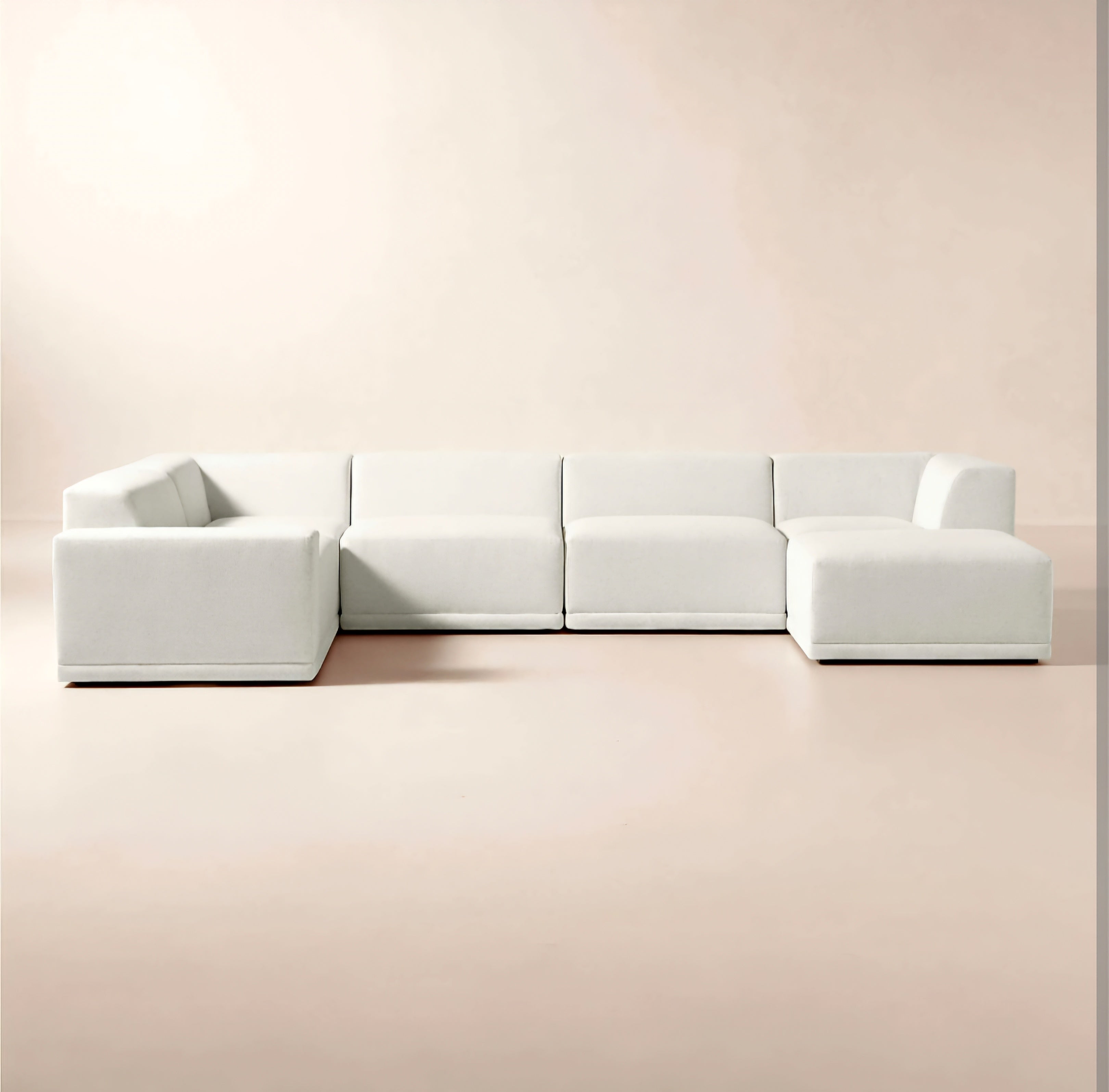 THE ONE × Faible — 6-Piece U-Shaped White Performance Linen Standard Depth Sectional Sofa with Left Arm
