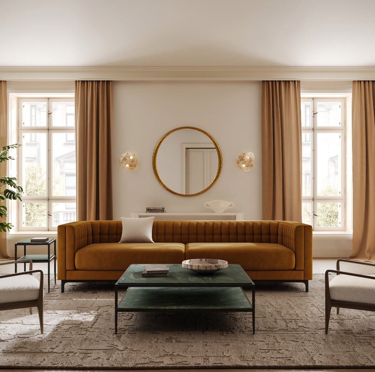 THE ONE × Ambroise — Light Taupe Velvet Sofa