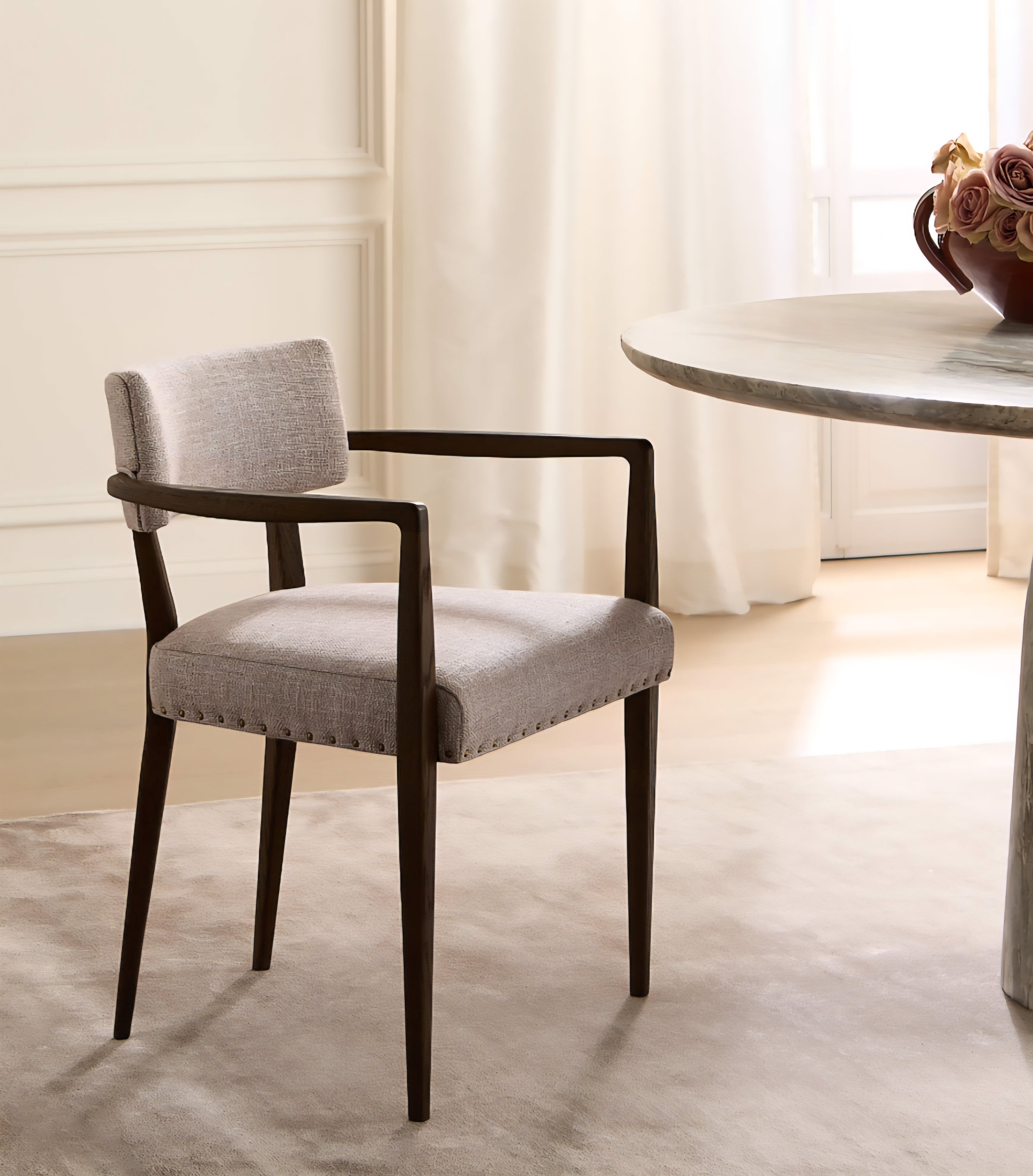 THE ONE × Arlo — Smoked Mauve Performance Fabric Dining Armchair