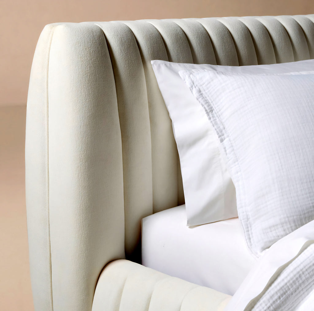 THE ONE × Wolcott — Channeled White Performance Fabric King Bed