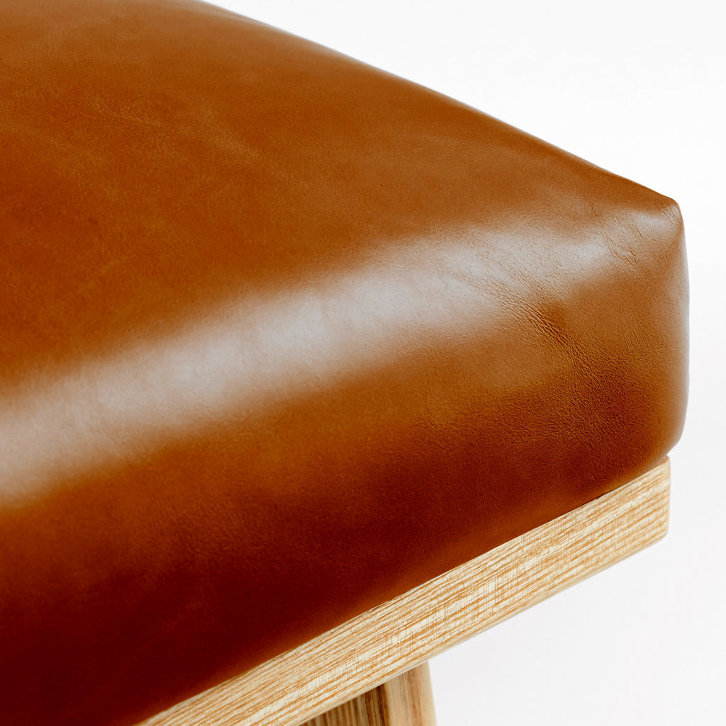 THE ONE × Cavett — Wood and Leather Ottoman