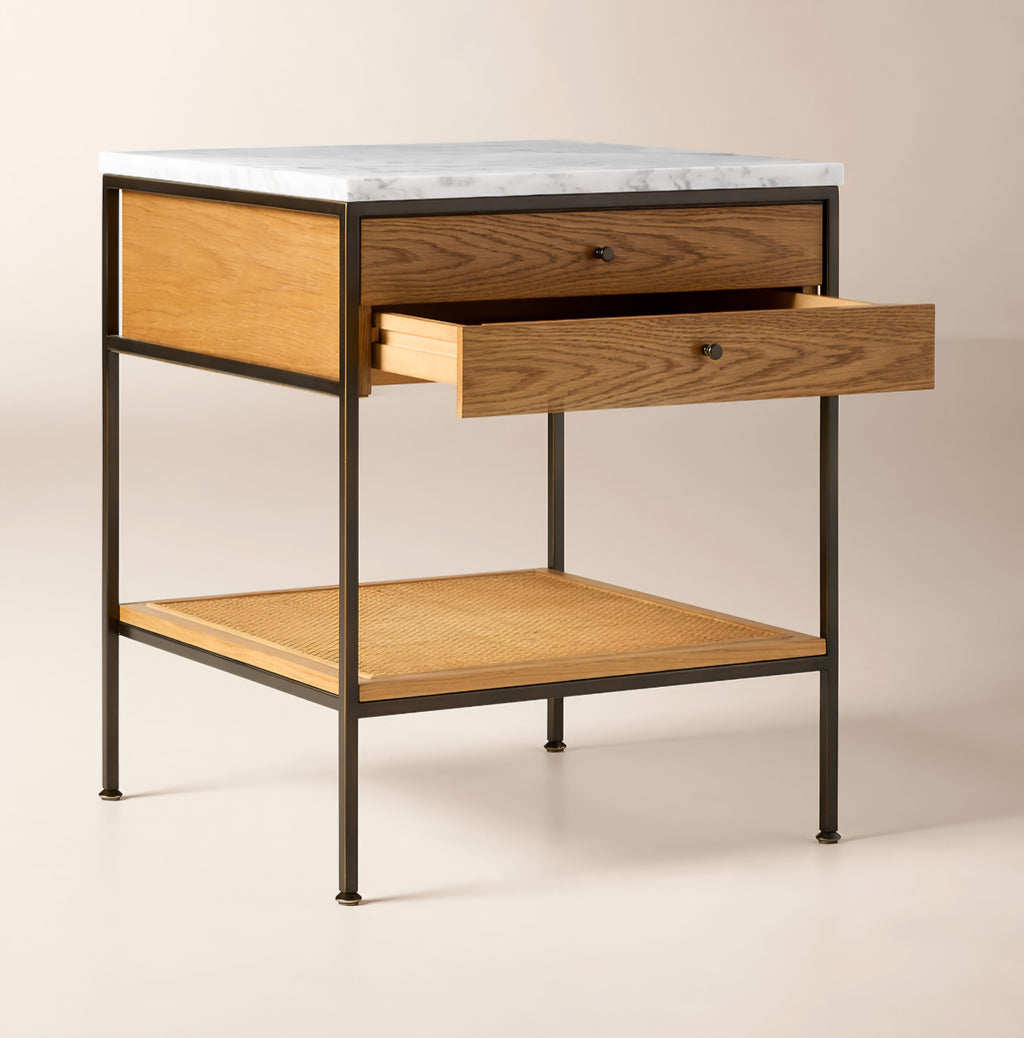 THE ONE × Connoisseur — Light Oak Nightstand with Marble Top