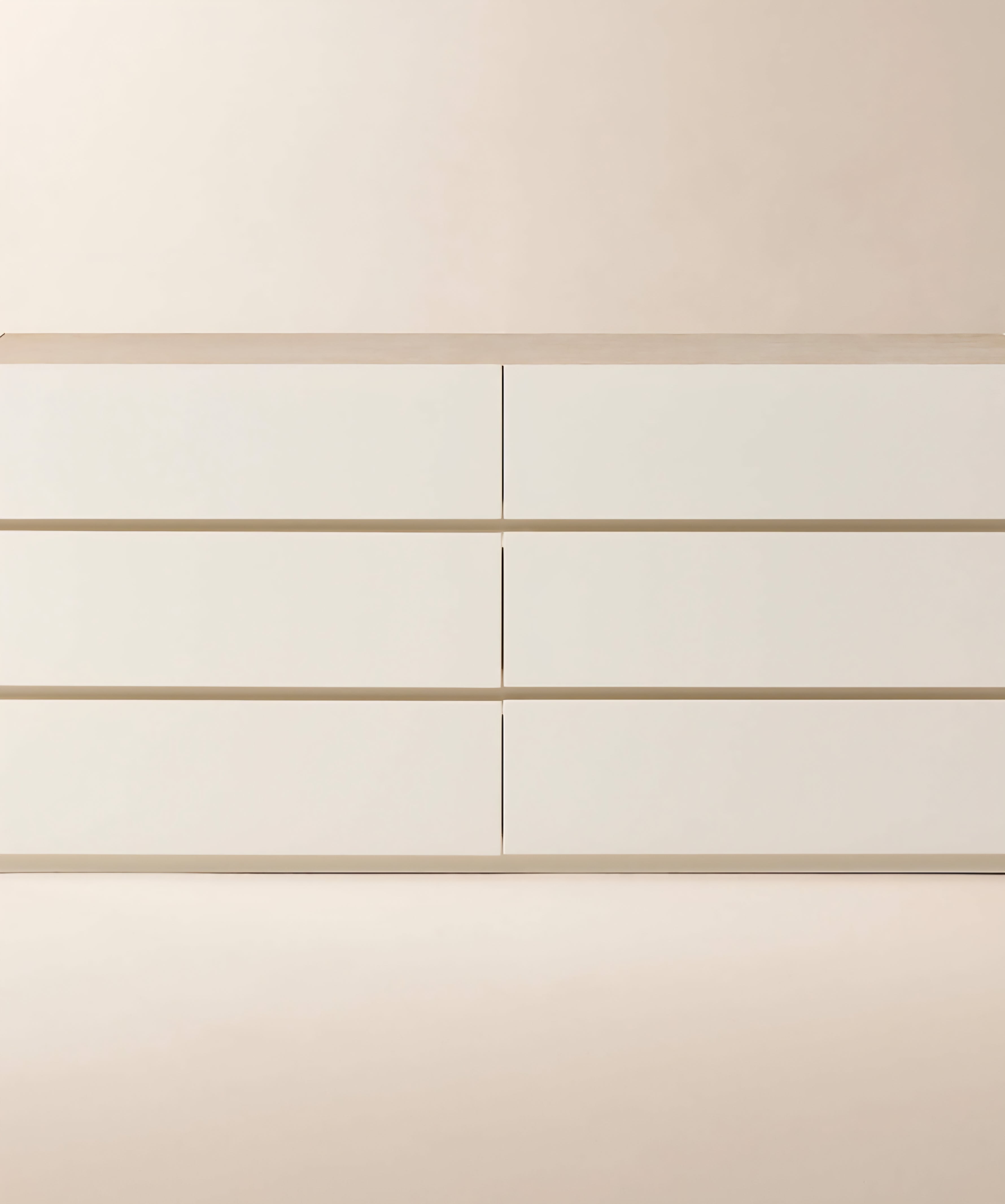 THE ONE × Dover — 9-Drawer Warm White Lacquered Dresser with Travertine Top