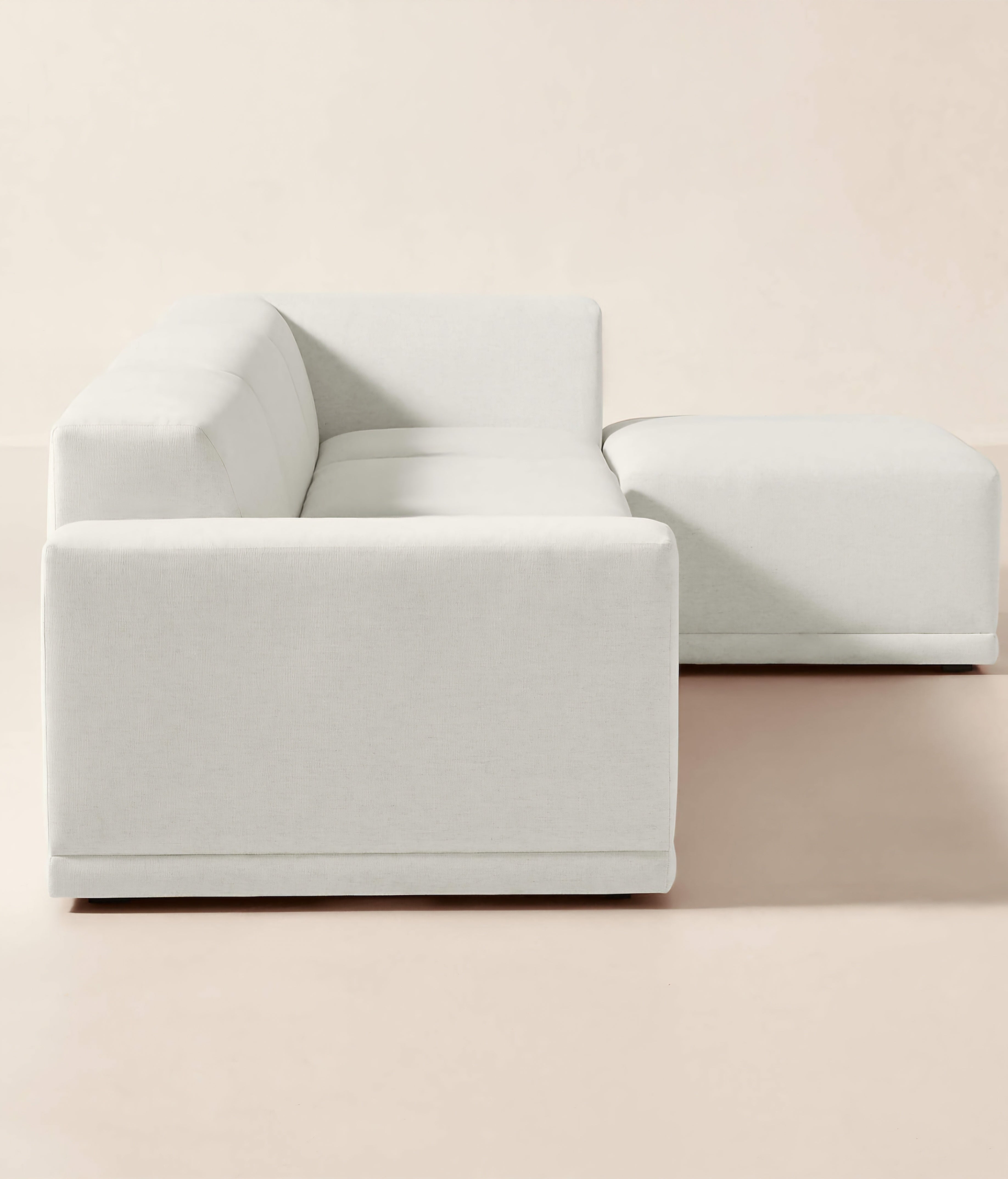 THE ONE × Faible — 4-Piece L-Shaped White Performance Linen Standard Depth Sectional Sofa with Left Arm