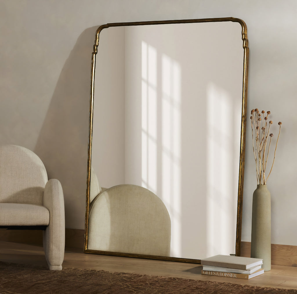 THE ONE × Amelie — Antique Brass Wide Floor Mirror