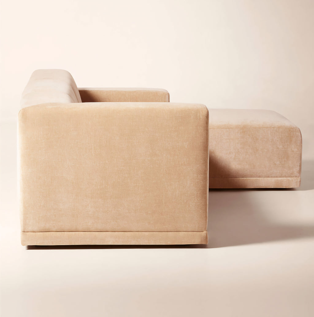 THE ONE × Faible — 4-Piece Modular Right-Arm Wheat Performance Velvet Standard Depth Sectional Sofa