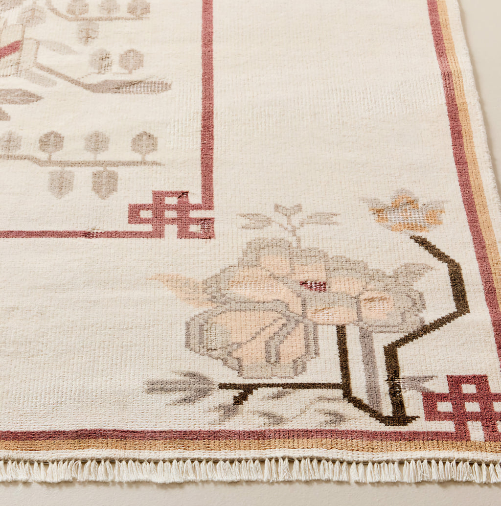 THE ONE × Fiora — Hand-Knotted Distressed Warm White New Zealand Wool Area Rug