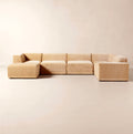 THE ONE × Faible — 6-Piece Modular Right-Arm Wheat Performance Velvet Standard Depth Sectional Sofa