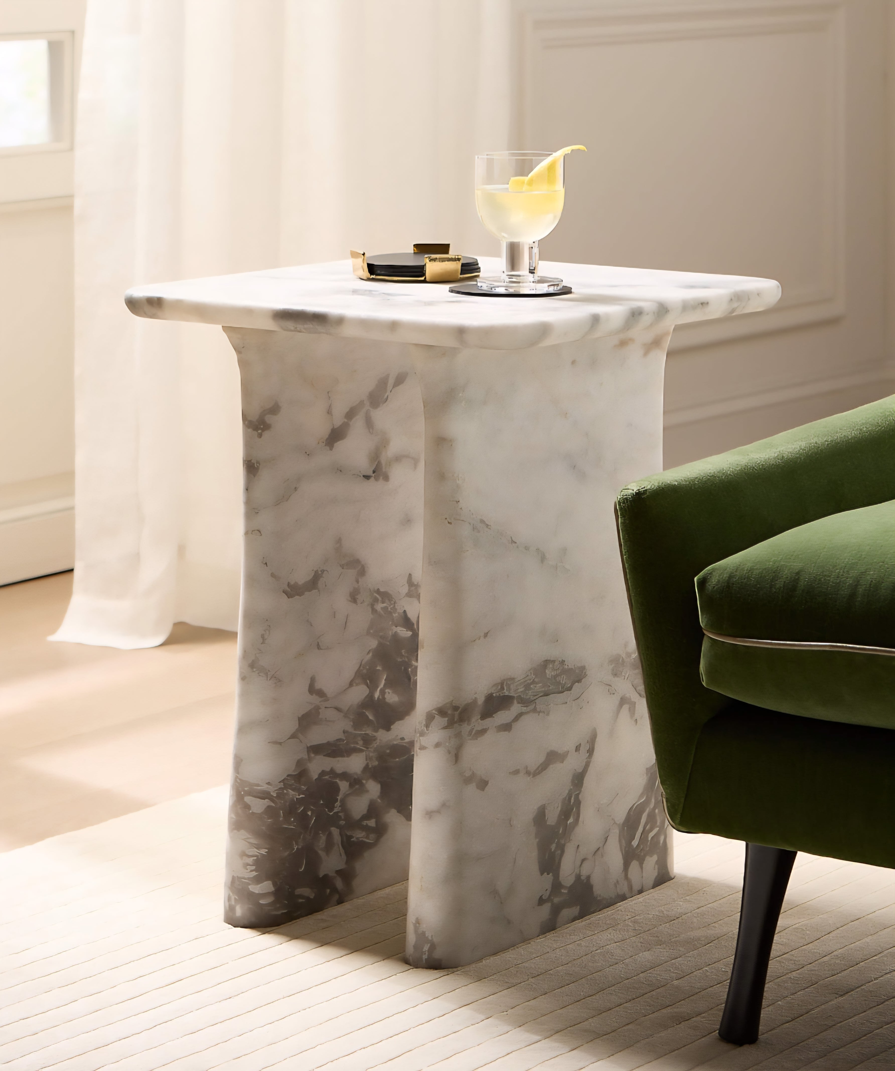 THE ONE × Almera — White Marble Side Table
