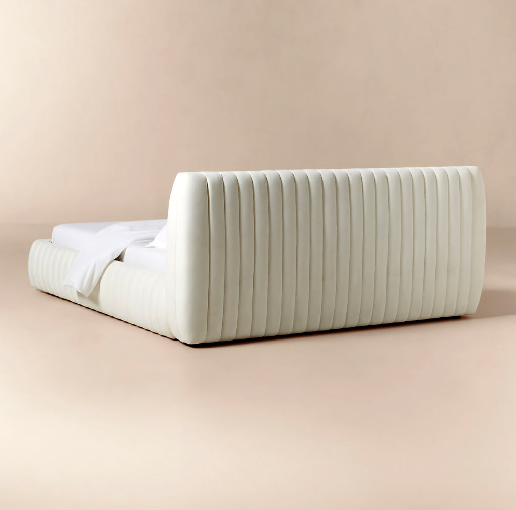 THE ONE × Wolcott — Channeled White Performance Fabric King Bed
