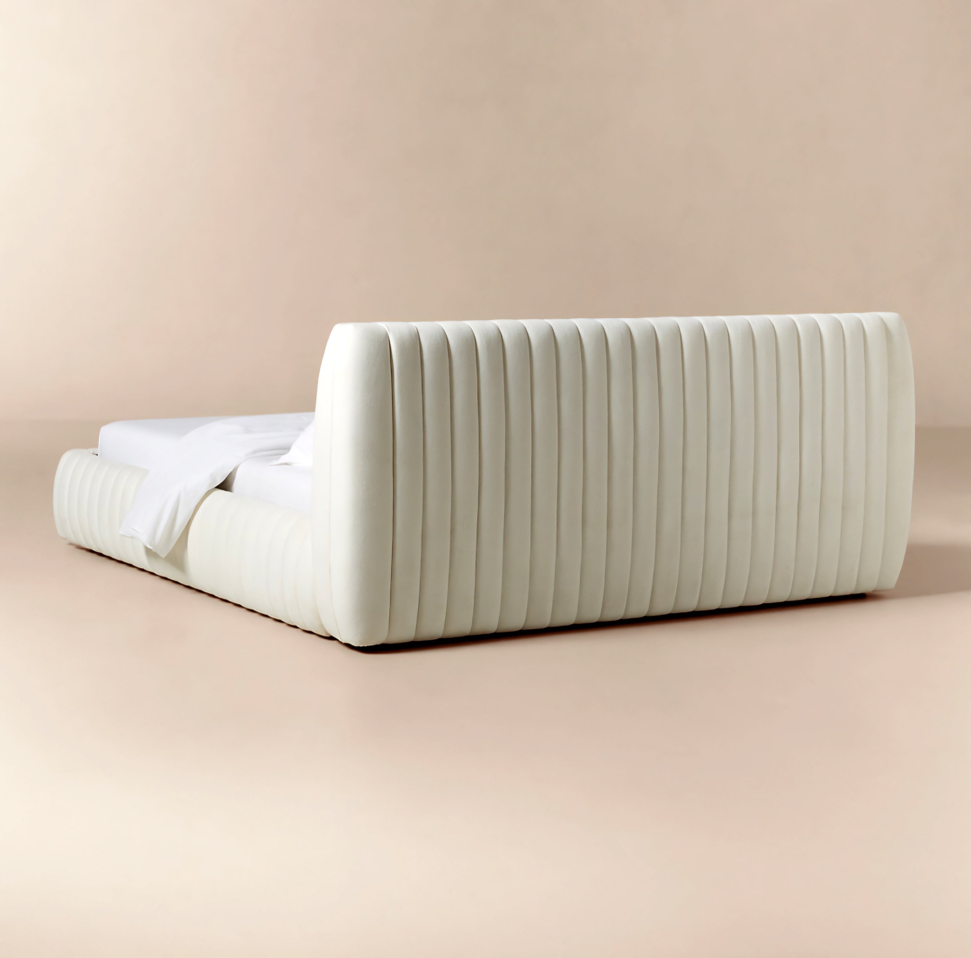 THE ONE × Wolcott — Channeled White Performance Fabric King Bed