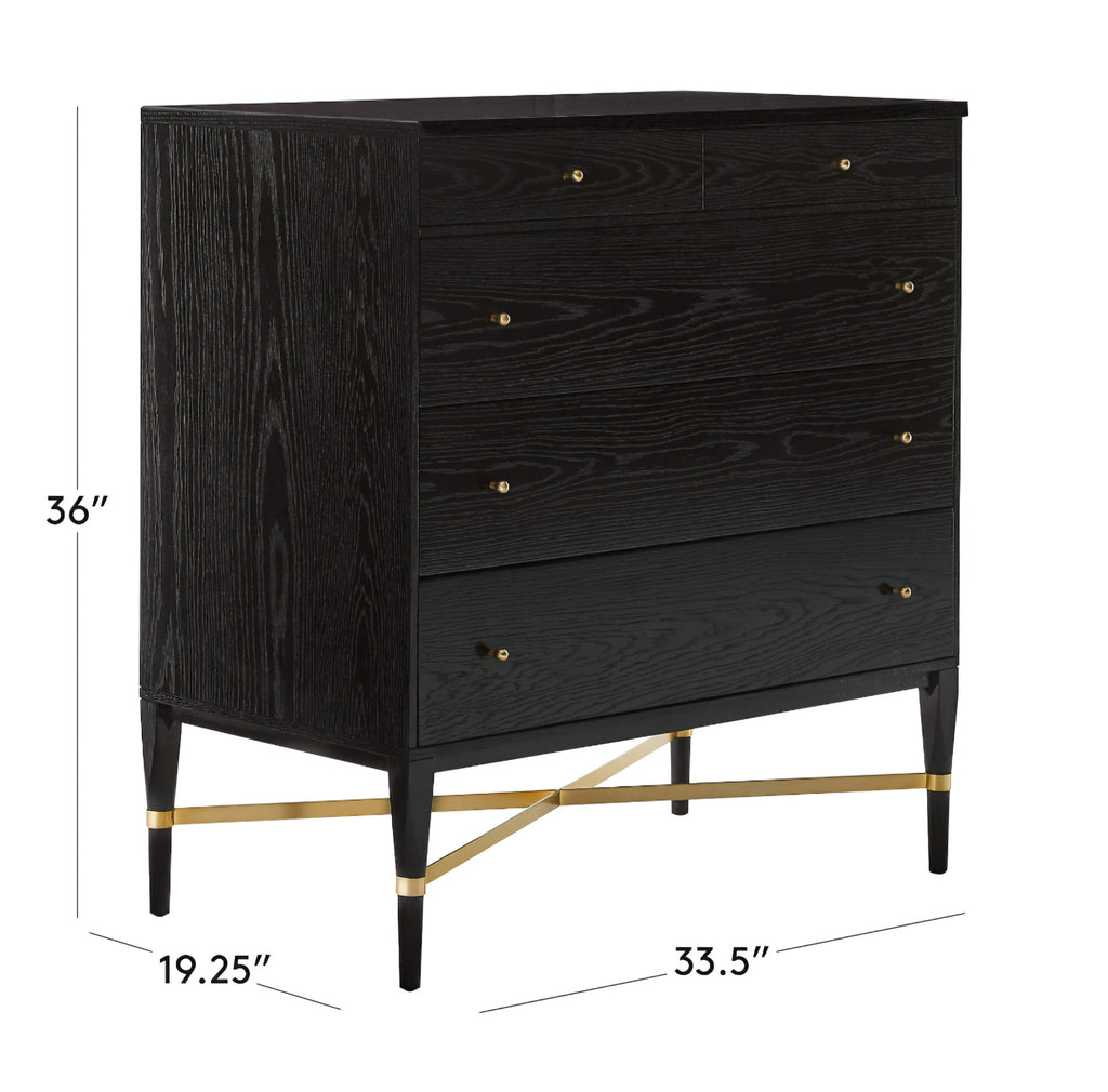 THE ONE × Connoisseur — Black Oak Wood 5-Drawer Dresser