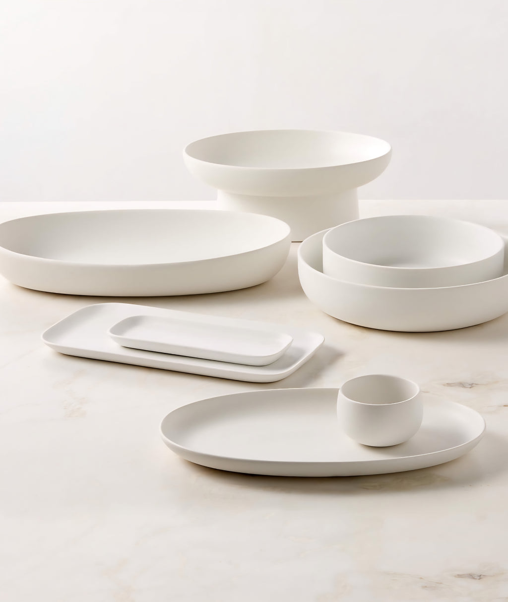 THE ONE × Mori — Oval Matte White Serving Platter